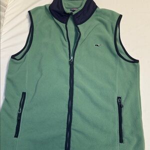 Vineyard Vines Fleece Vest Mens Medium Light Green Golf